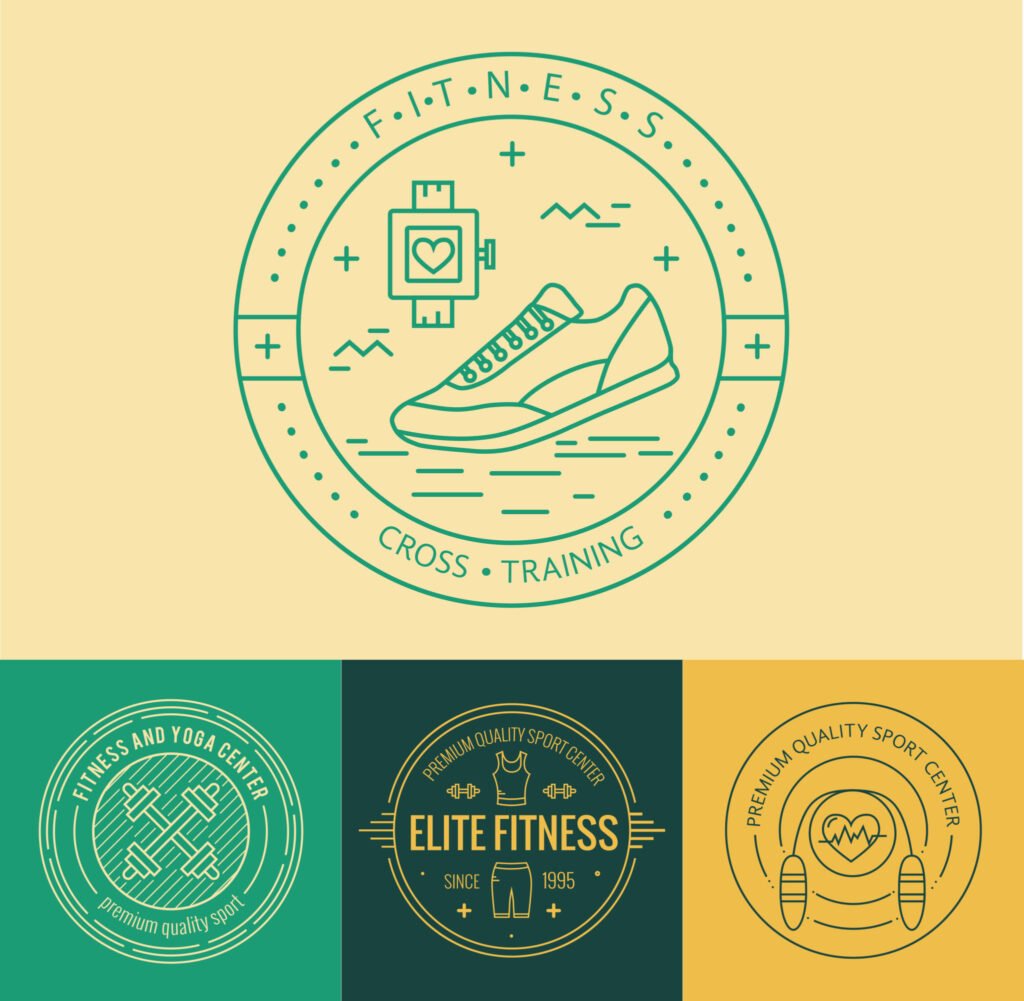 vector fitness badge and emblems set